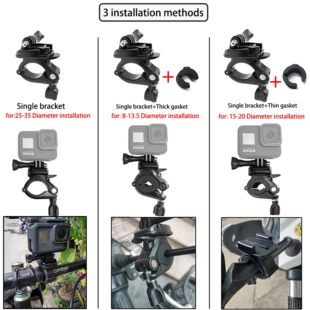 Bicycle Handlebar Mount Bike Seatpost Pole Adapter for GoPro Hero 9 8 7 6 5/DJI OSMO Action/Insta360 ONE R Sport Camera Accessoy