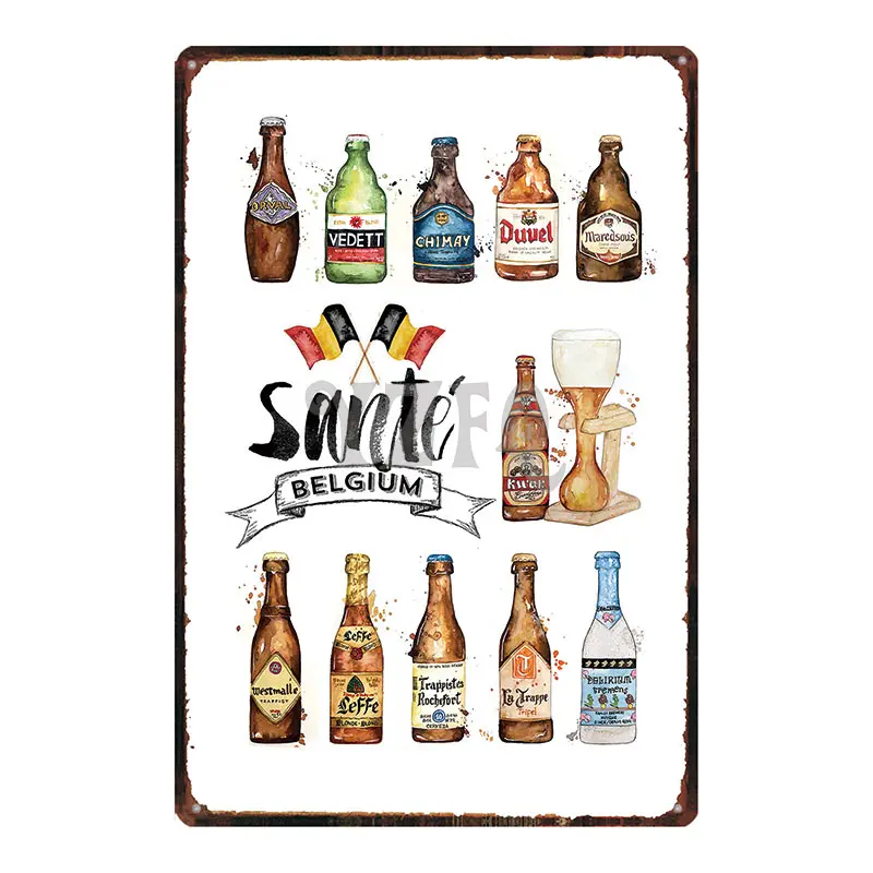 Orval Chimay Westmalle Chouffe Metal Tin Sign Vintage Plate For Bar Club Wall Pub Restaurant  Home Decor Iron Poster DU-3599A