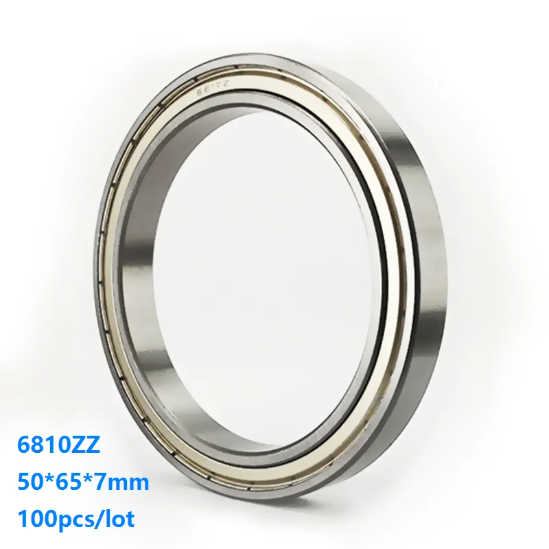 100pcs/lot 6810ZZ 6810 ZZ 50*65*7mm Double metal cover Thin Wall Deep Groove Ball bearing Deep Groove Ball Bearing 50×65×7mm