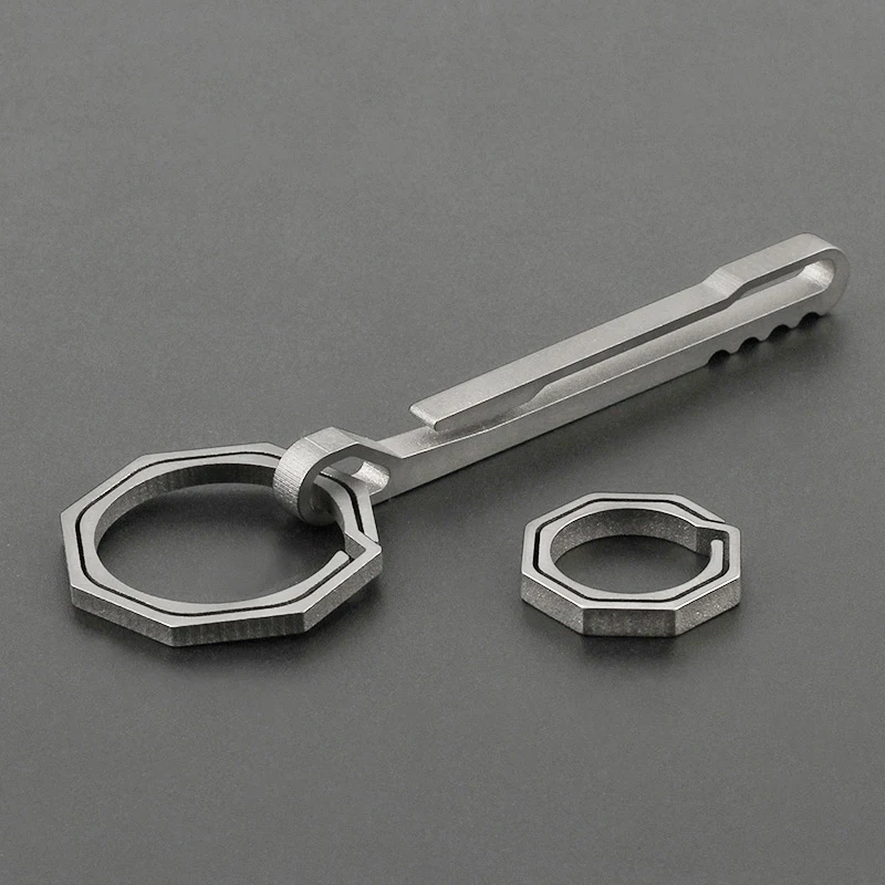 3Pcs/Set EDC Outdoor Tools Titanium Alloy Keychain Mini Rattlesnake Octagon Ring