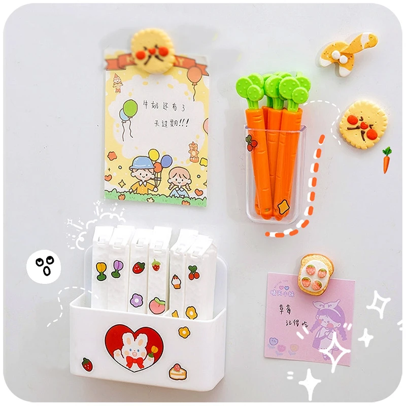 

Kawaii carrot seal refrigerator sticker stationery storage magic refrigerator message sticker storage box desk accessories