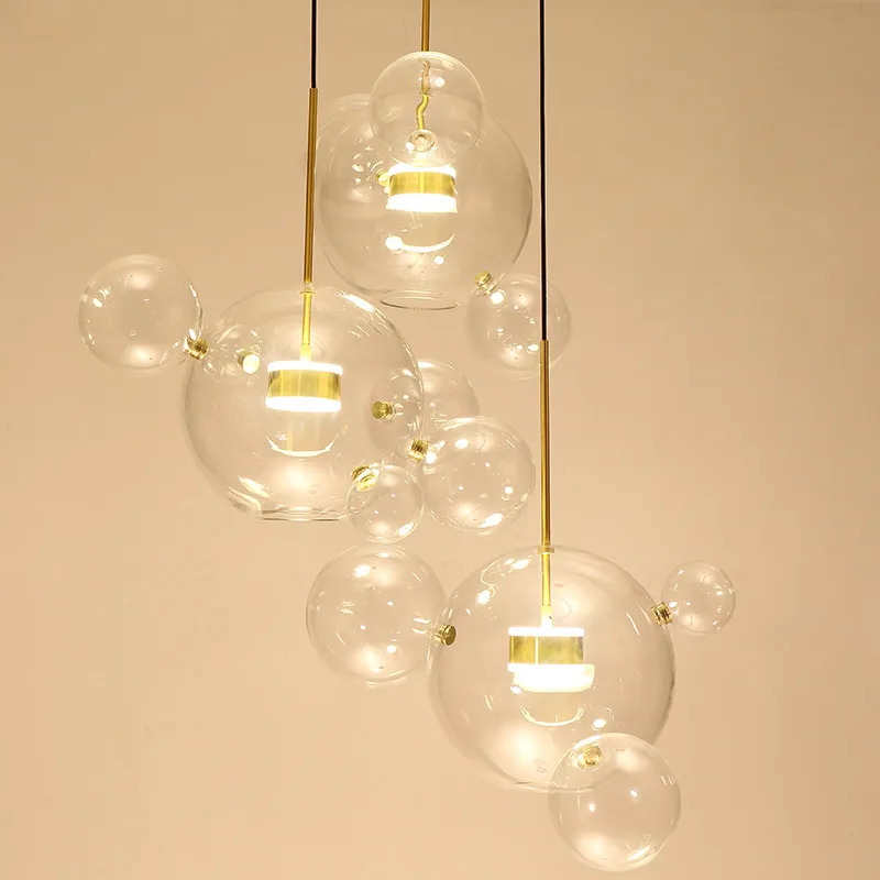 

Nordic post modern pendant light Art Deco Glass Bubbles globe pendant light 90-260v Living Room bedside kitchen hanging lights