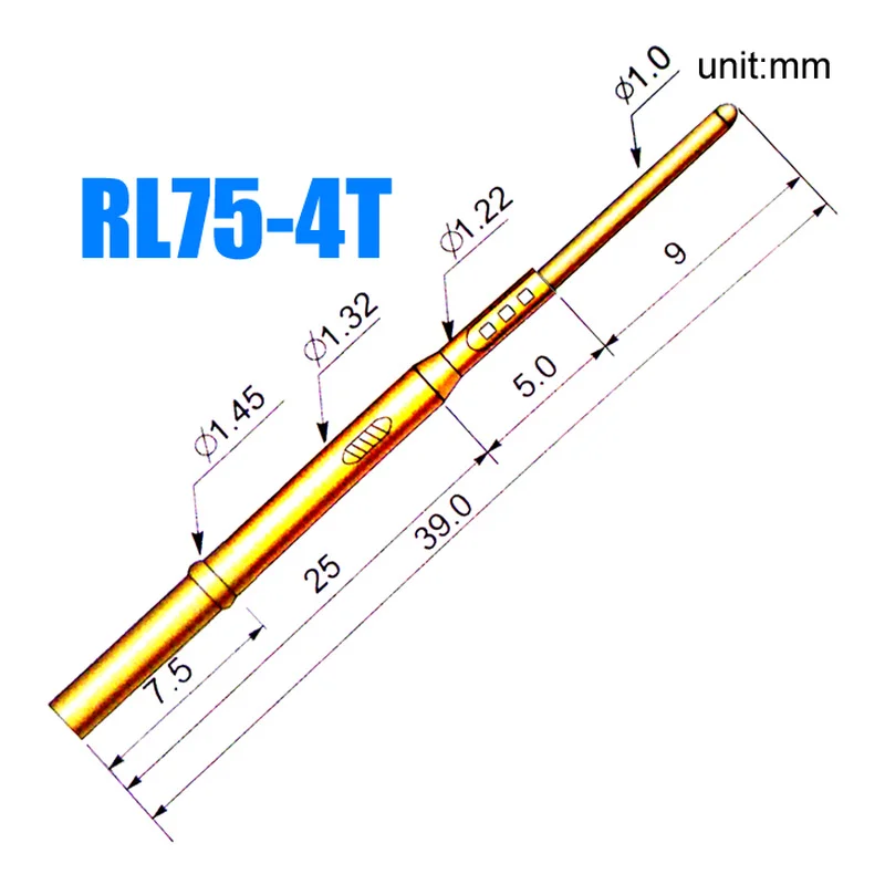 100PCS / Pack RL75-4T Test Needle Set 1.3MM Round Tail Sleeve Terminal Line Dedicated