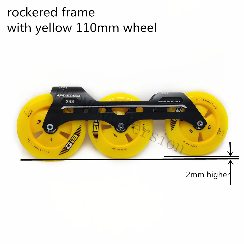 Rockered 243MM Inline Speed Base 3 Wheels Speed 110mm Skating frame for Powerslide FSK Urban 165mm across M7 3*110mm Alloy CNC