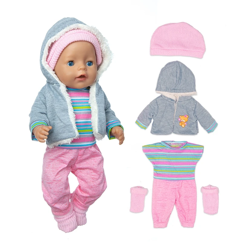 Warm Suit+Socks Doll Clothes Fit  For 17inch 43cm Baby New Born Doll Clothes