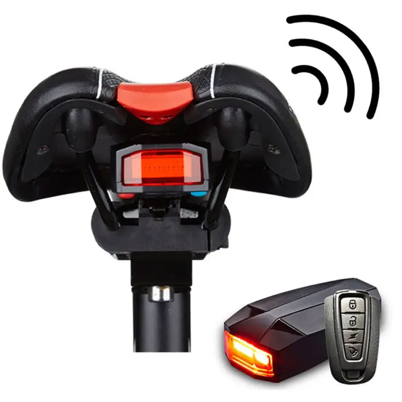 4 In 1 Anti-theft Bike Security Alarm Wireless Remote Control Alerter Taillights Lock Warner Waterproof lamp Accessories