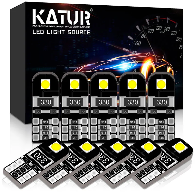 Katur 10pcs T10 W5W led Canbus light bubls 194 168 Error Free Car Interior Dome Light Trunk Lamp Parking Lights For Honda Civic