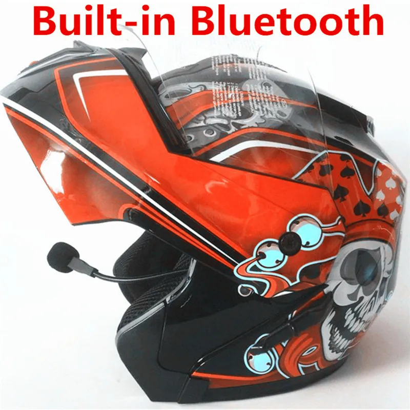 

Motorcycle helmet bluetooth Double Visor Flip Up Helmet Racing 4 Seasons Headgear Casque Capacete Casco dot bluetooth helmet DOT