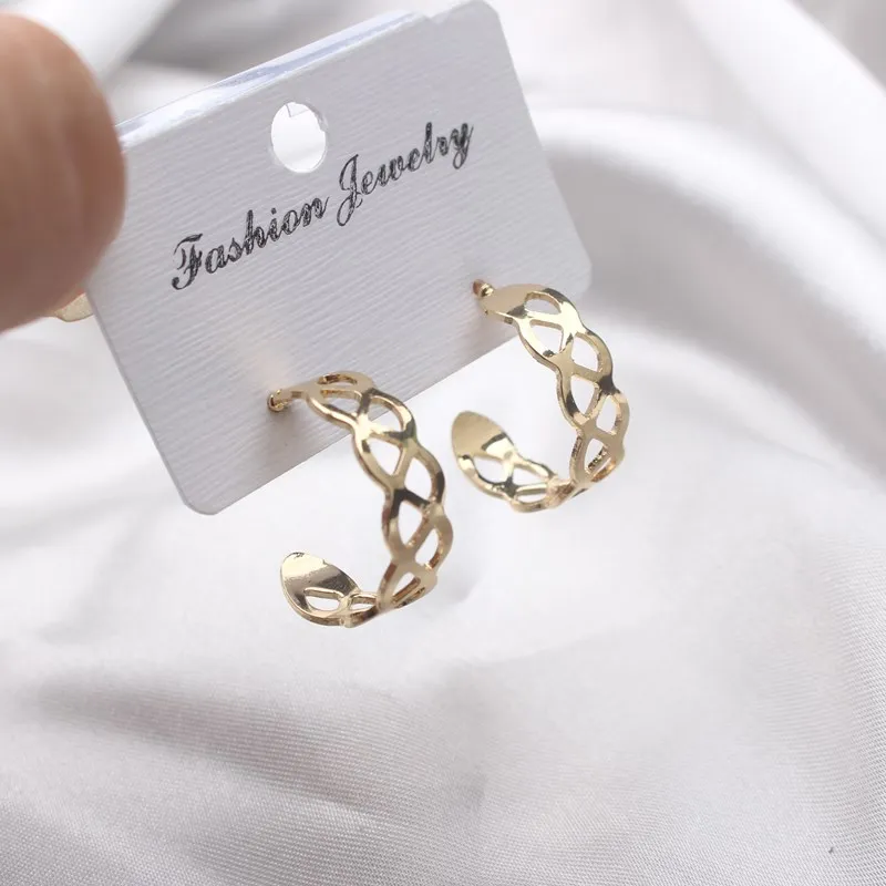 Chain C-Shaped Drop Earrings For Women Simple Geometric Small Gold Silver Color Alloy Earings Female Jewelry Oorbellen Gift