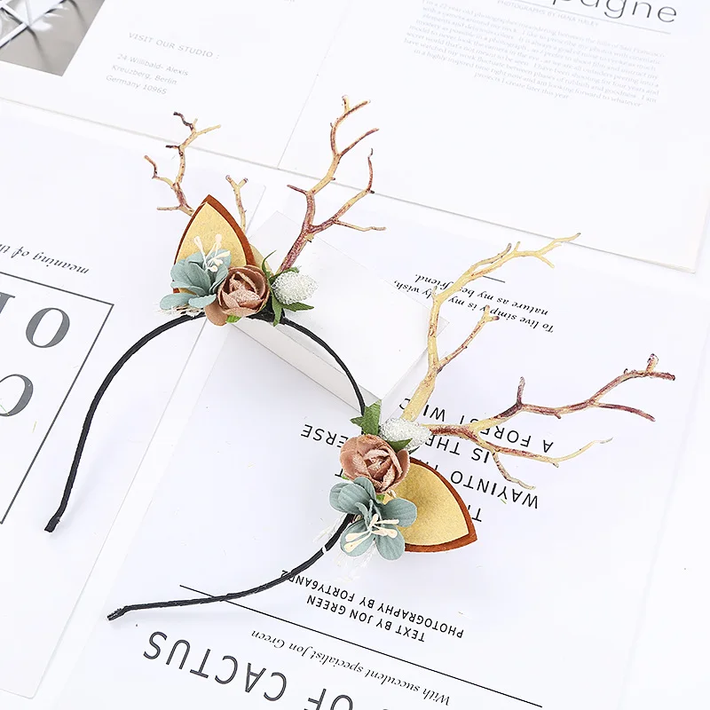 Gothic Antlers Deer Horn Christmas Headbands Cosplay Head Dress Christmas Costume Xmas Decoration Reindeer Ornaments Photo Props