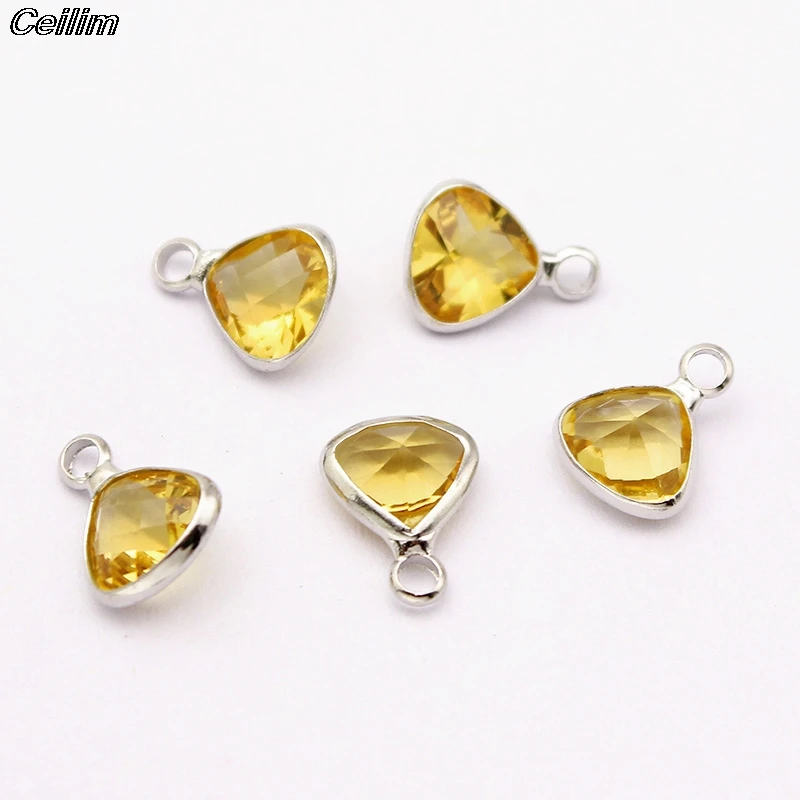 20Pcs Colorful Birthstone Charm Pendant Triangle Transparent Glass Crystal Birthstone Charms For Jewelry Making DIY Accessories