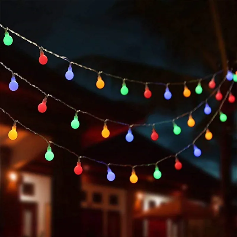 Impermeável LED Ball String Lights para a decoração da árvore de Natal, Fairy Guirlanda, a pilhas, casamento, casa, interior, novo, 1.5m, 3m, 6m