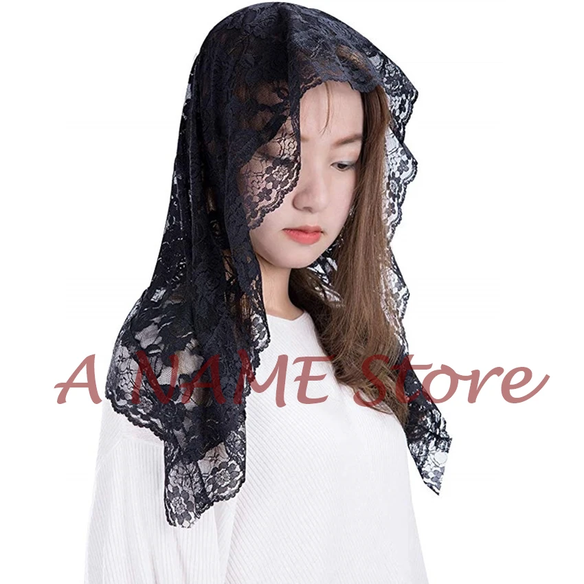 Infinity Mantilla veils Catholic for church little Girls' Kids Headcovering First Communion Lace Veil Small White Black mantille