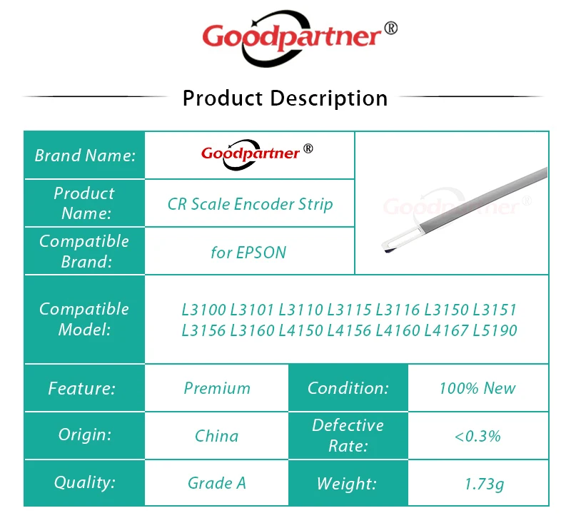 1X 1746669 CR Scale Encoder Strip for EPSON L1110 L3100 L3101 L3110 L3115 L3116 L3150 L3151 L3156 L3160 L4150 L4156 L4160 L4167