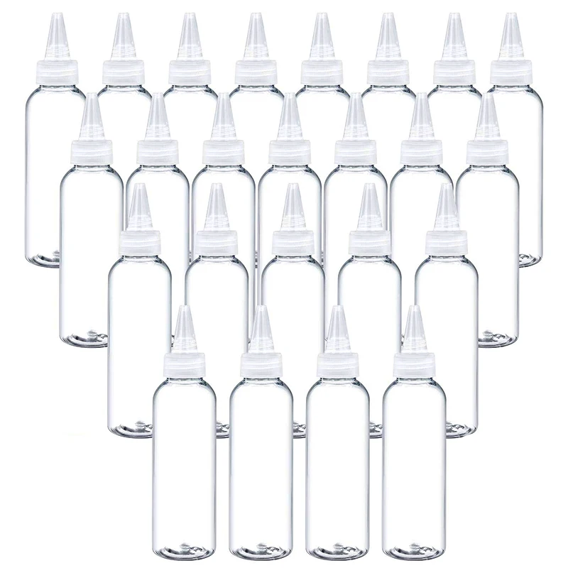 20Pcs Transparent Sharp-mouth Bottle 10/30/50/60/100/120ml Plastic Squeezable Needle Bottles Color Paste Bottle Ink Glue Bottle