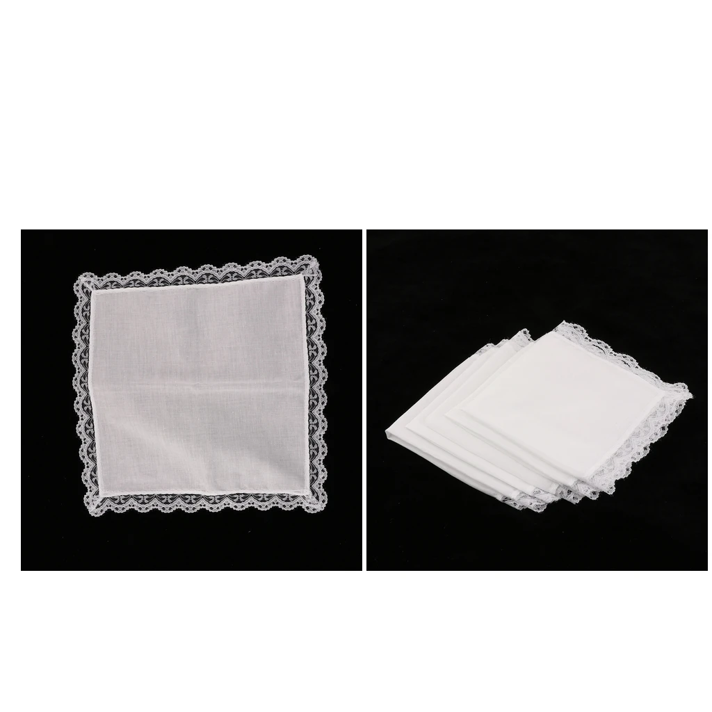 10 Pieces Men Women 100% Cotton White Handkerchiefs Comfy Hanky Party Hankies