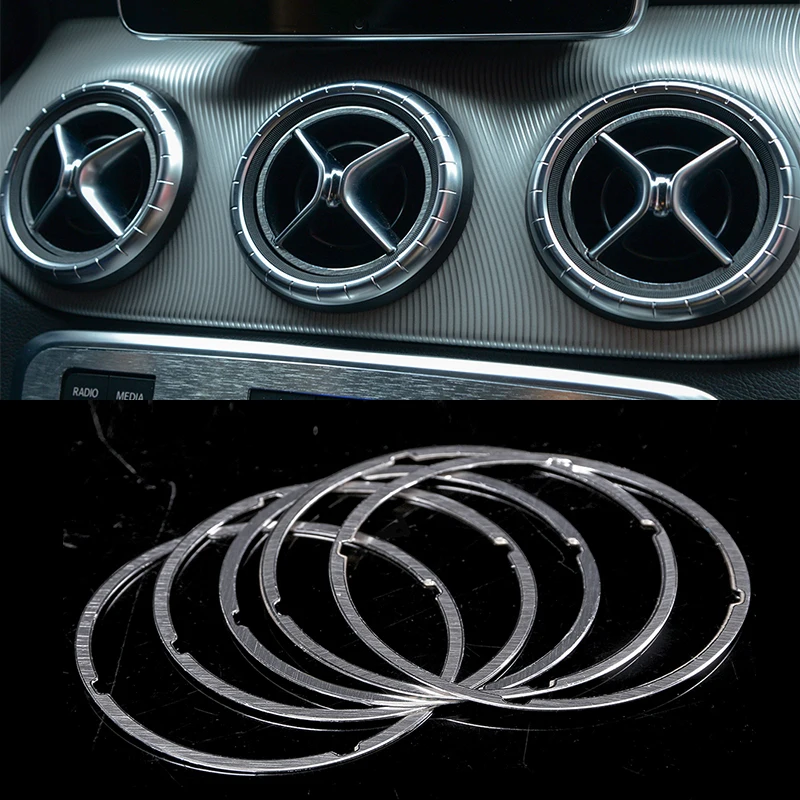 5Pcs Aluminum Air Conditioning Vent Ring Trim For Mercedes benz CLA GLA A Class A180 W176 C117 GLA200 2014-2016 Car Accessories