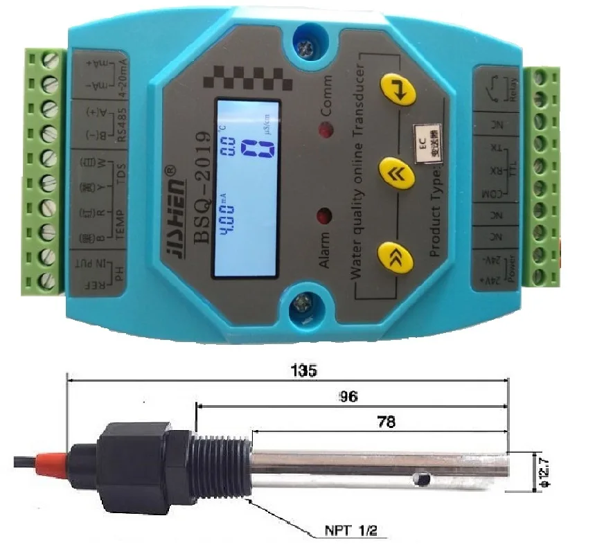 Imagem -02 - Condutividade Transmissor Bsq2023 Condutividade Sensor 4-20ma Rs485 Output Module ce