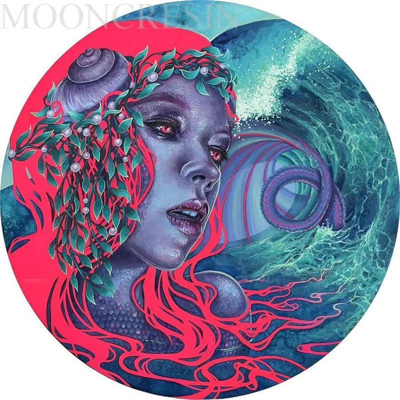 

5D Diy Diamond Painting Cross Stitch Red Haired Mermaid 3D Diamond Embroidery Full Round Mosaic Decoration Resin Stickers Kits