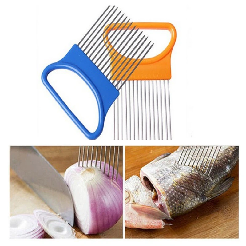 Multi Purpose Onion Cutter Stainless Steel Onion Fork Fruit Slicer Vegetables Cutter Tomato Knife Cutting Safe Aid Kitchen Tools