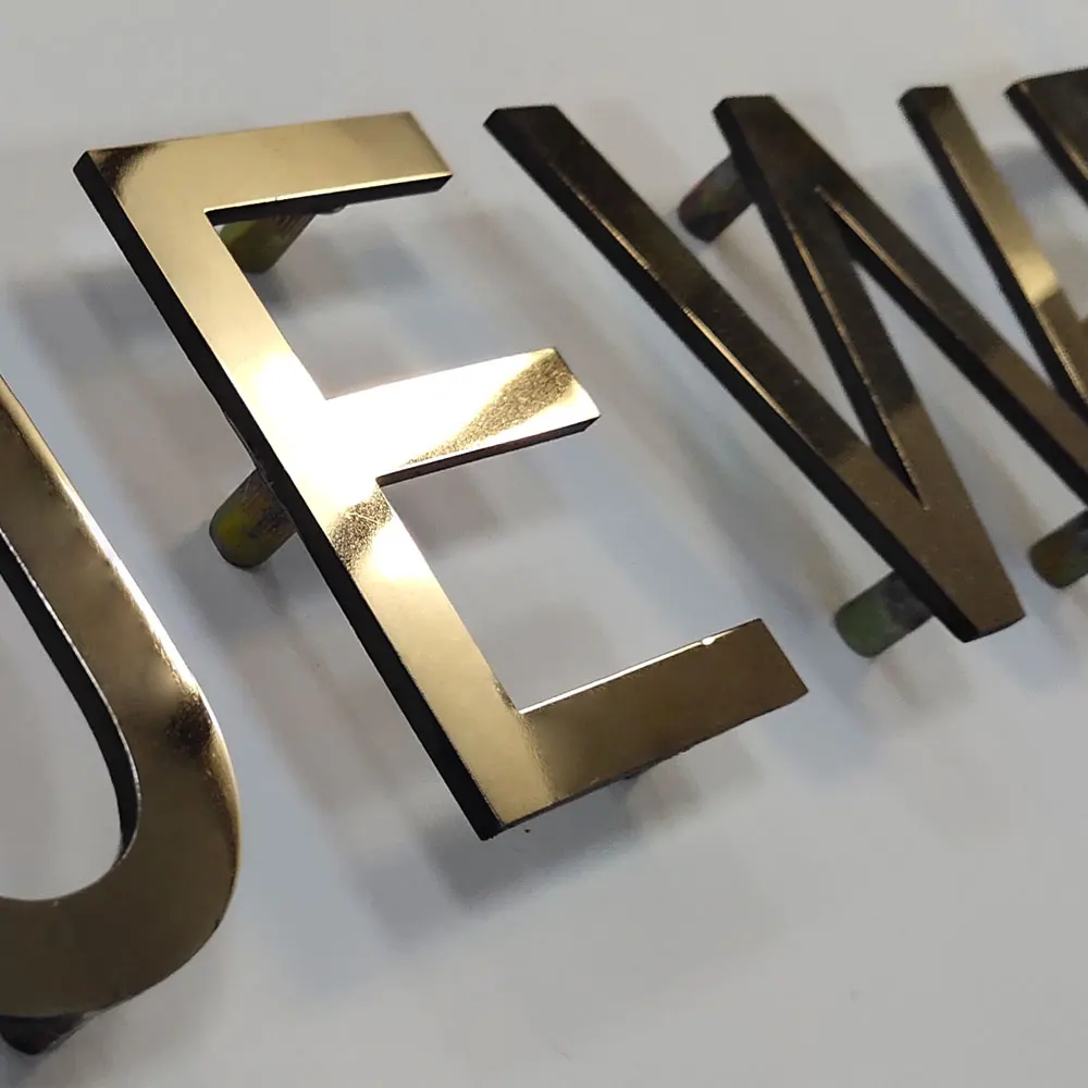 Mirror Finish Company Office Interior Metal Letter Signage 3d Polished Soild Cut Aluminium Wall Mounted Letters Signs