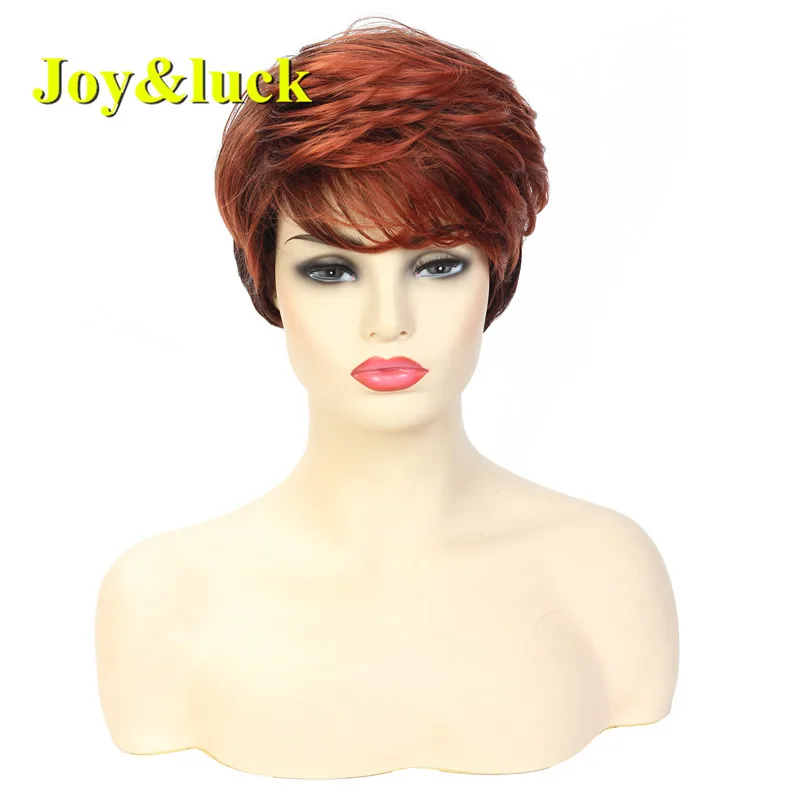 

Joy&luck Short Wig Ombre Orange Color Hair Wig Synthetic Wig for Women Natrual Straight Daily Wig Full Wigs with Bangs