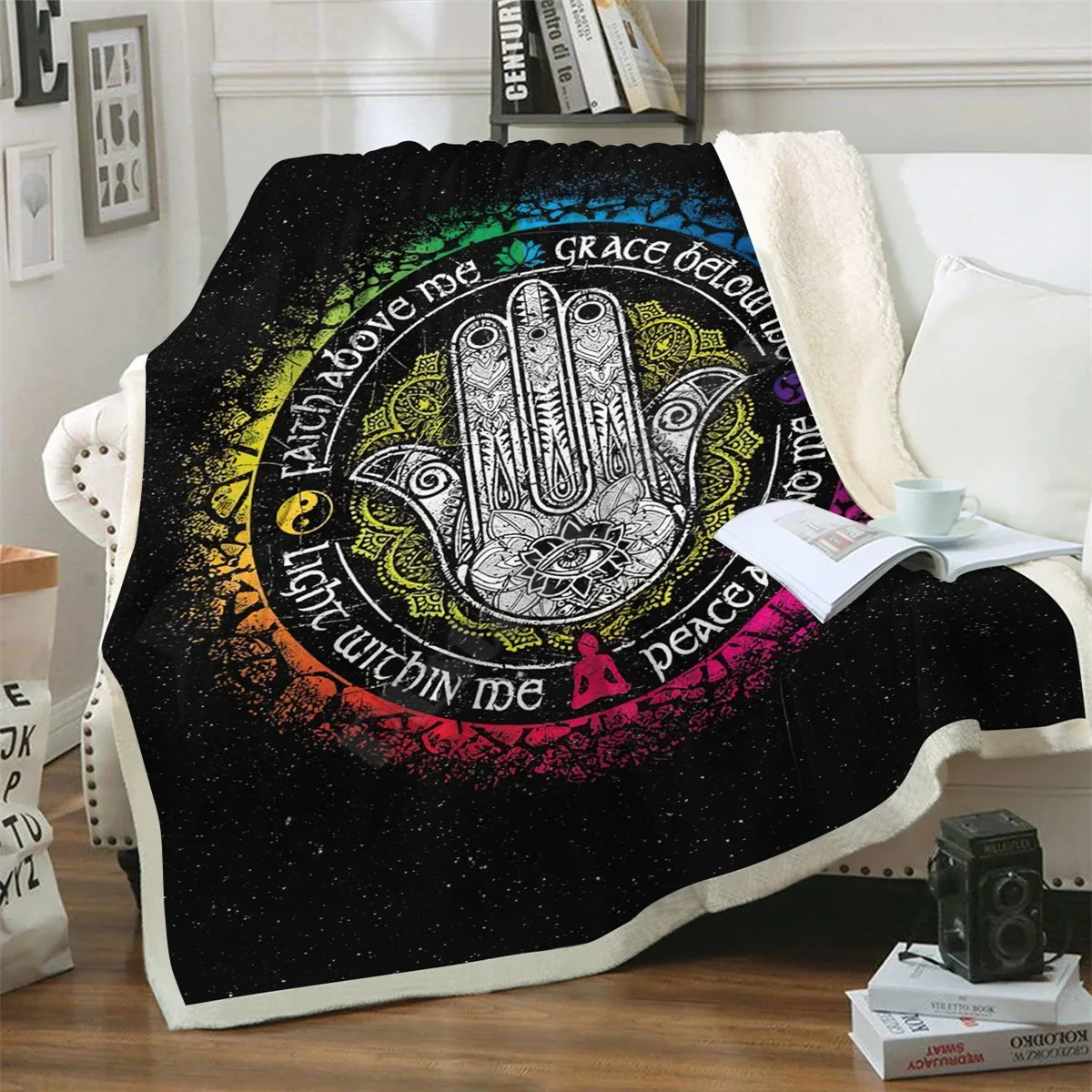 Hamsa Soft and Warm Blanket printed fleece blanket Beds Hiking Picnic Thick Quilt Fashionable Bedspread Sherpa Throw Blanket 05