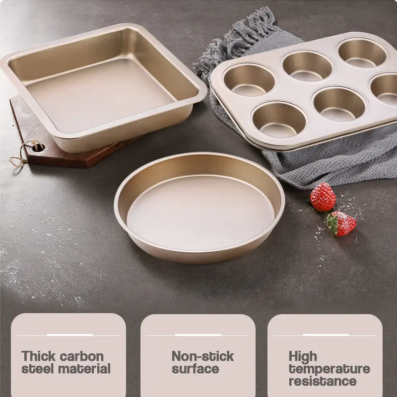 FAIS DU Carbon Steel Mold For Baking Pan Non-Stick Tray Muffin Square Round Pastry Bakeware Kitchen Accessories Cake Tools