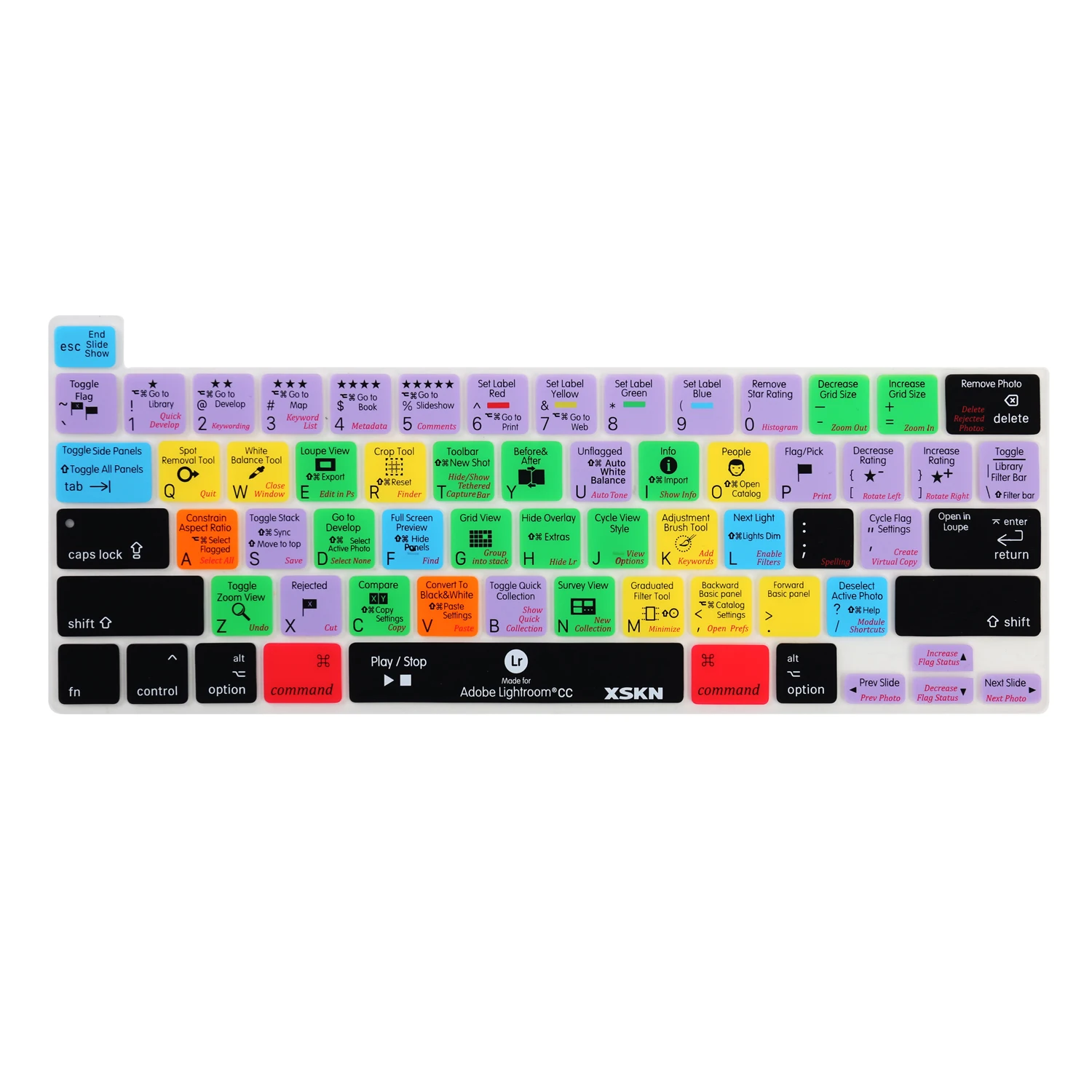 XSKN Lightroom Classic/CC Shortcuts Keyboard Cover Skin for New MacBook Pro 13