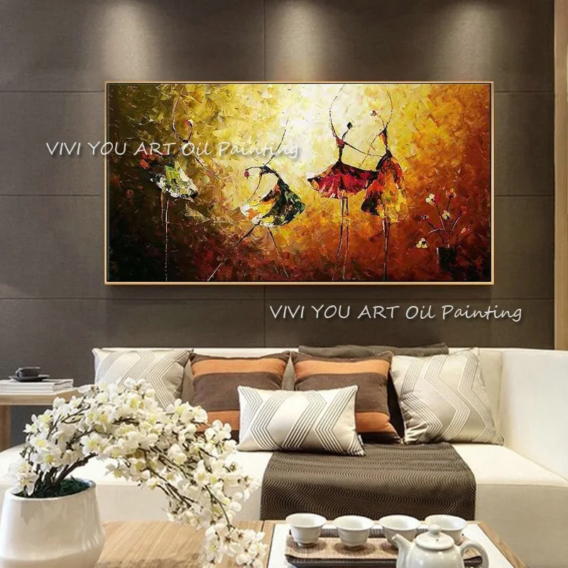 

High quality Aritist 100% Handmade Beauty Dancing Ballet Oil Painting Canvas Picture Artwork Figure Art For Living Room Bedroom