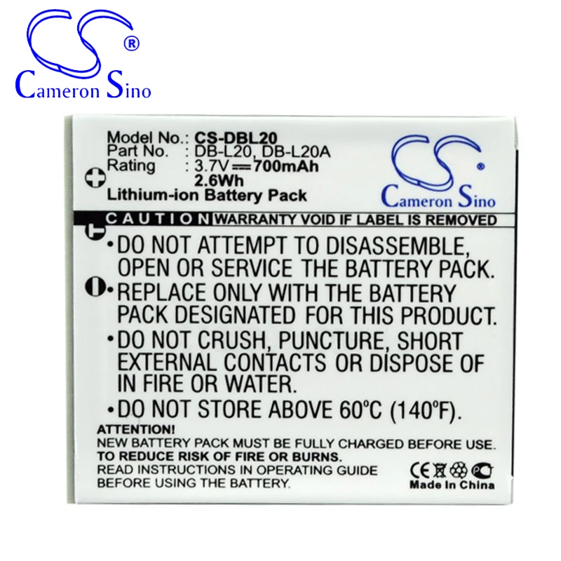 디지털 배터리 Sanyo xactto VPC-E60 xactto DMX-C5(W) xactto DMX-CA8 Sanyo DB-L20 디지털 카메라 DB-L20A