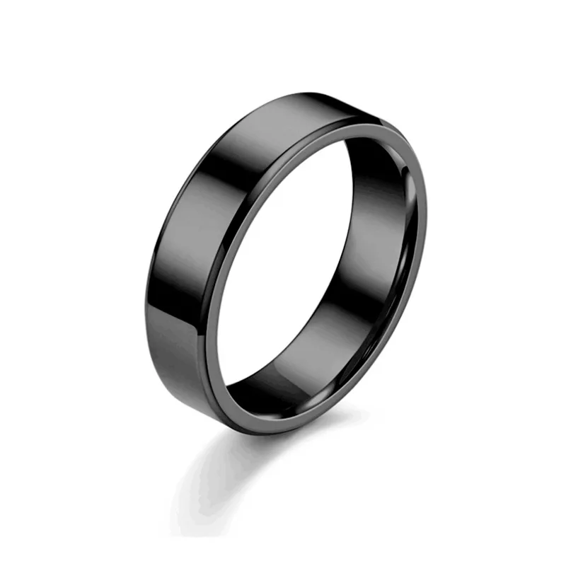 BAECYT Trendy Stainless Steel Black Rings For Women Wedding Rings Men Jewelry Width 6mm, Couple Rings Dropshipping