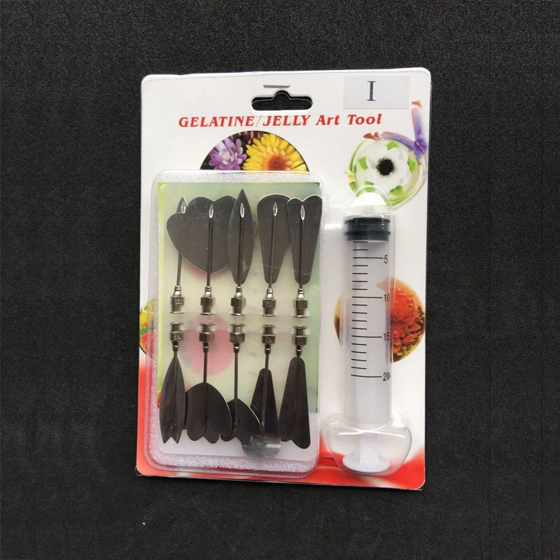 Gelatin Art Tools 3D Jelly Cake Tools Create Stainless Steel Fruit Baking Decorating Carving Needles with Syringe 10 Style