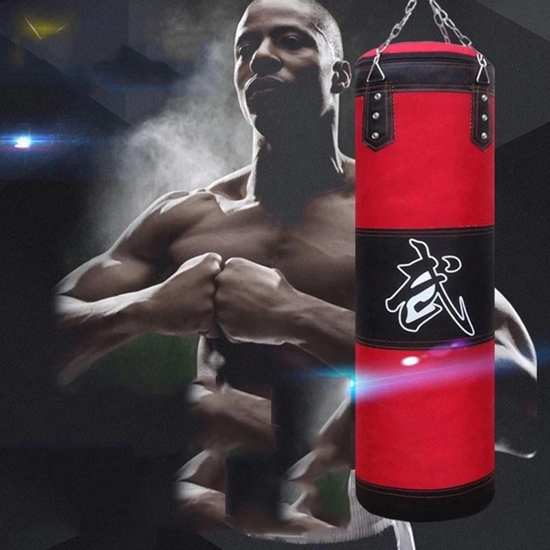 Saco de areia suspenso de boxe vazio para adultos e crianças, Kick Sandbag, treinamento, luta, karatê, soco, resistente com luva, protetor de pulso