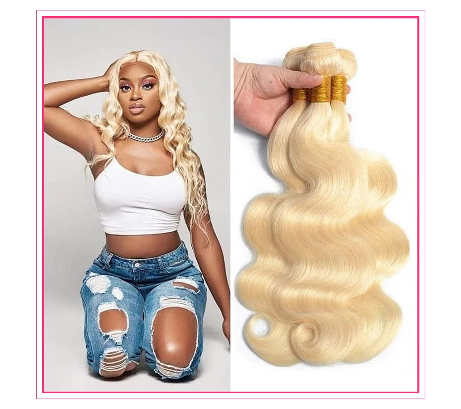 Alimon ica Bündel 613 Honig blond Remy brasilia nischen Körper Welle Haar weben Schuss Remy Menschenhaar Bündel 8-40 Zoll lang – Detail 3