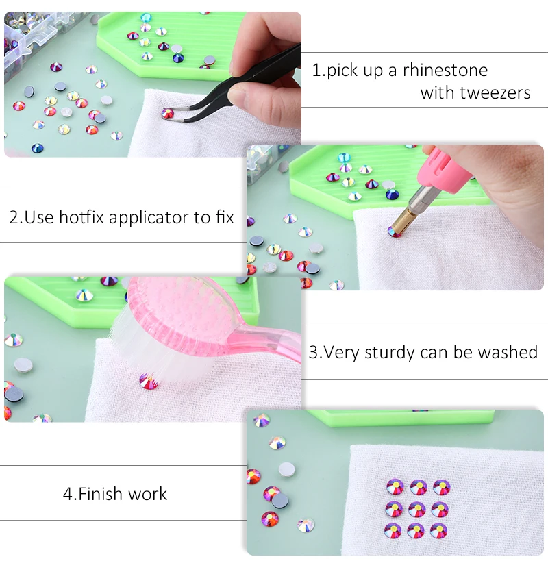 QIAO Mehrfarbige SS6-SS30 Kristallglas-Glitzer-Strasssteine mit flacher Rückseite, Hotfix-Strasssteine für Nagelkunst, Näharbeiten und Stoffdekoration. – Detail 10