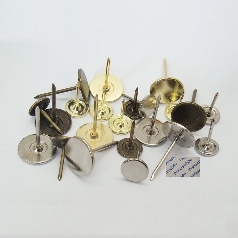 300Pcs Round Flat Head Upholstery Thumb Tacks Nails Studs Gold  Silver Bronze