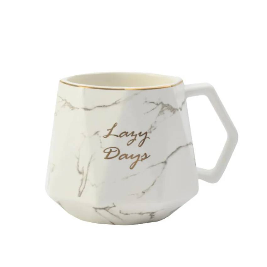 Diamond Marble Ceramic Coffee Mug 430ml Beautiful Gold Trim Tea Mugs Milk Drinking Cup for Home Office Coffee Mug Gifts