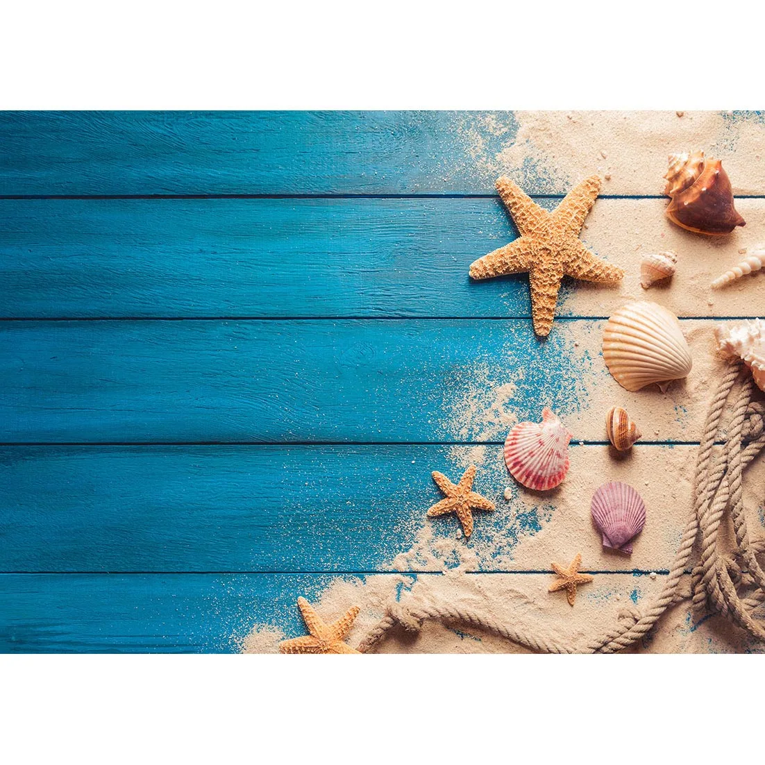 Синяя деревянная доска, морская звезда, песочная ракушка, детские вечерние фотографии, виниловые фотографические фоны для фотостудии