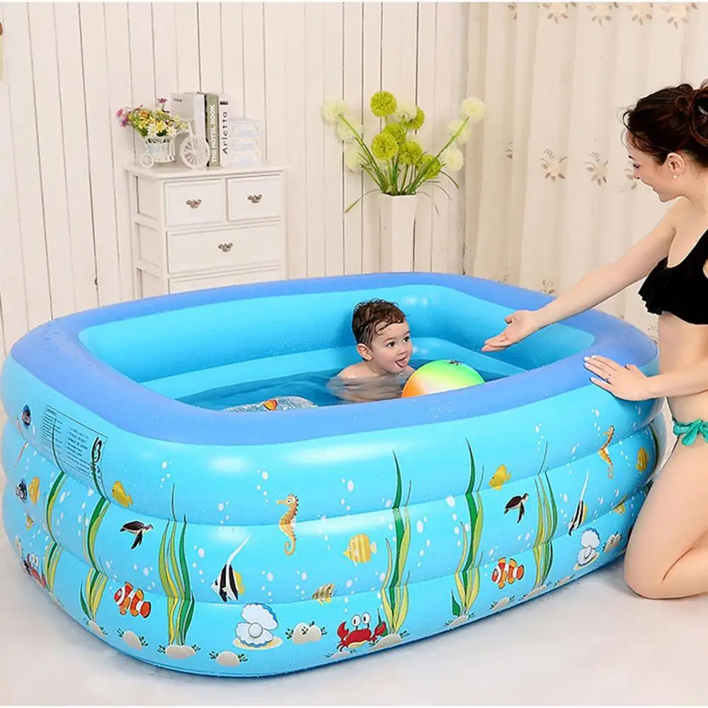 1.2-2.1M สาม Baby Inflatable การพิมพ์สระว่ายน้ำเป็นมิตรกับสิ่งแวดล้อม PVC เล่นสระว่ายน้ำสำหรับครอบครัวเด็ก