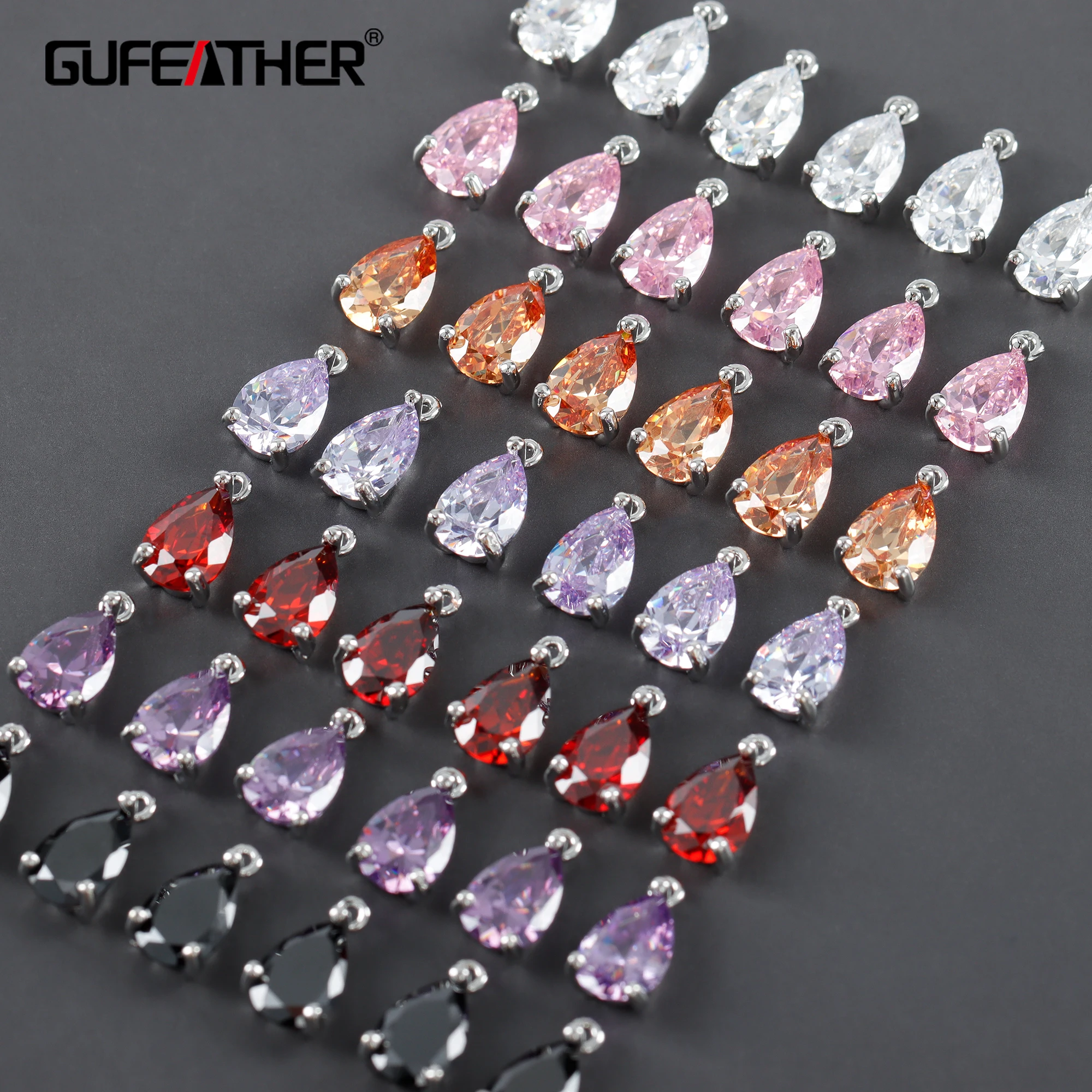 GUFEATHER M1106,jewelry accessories,copper,rhodium plated,zircons,pass REACH,nickel free,diy pendants,jewelry making,10pcs/lot