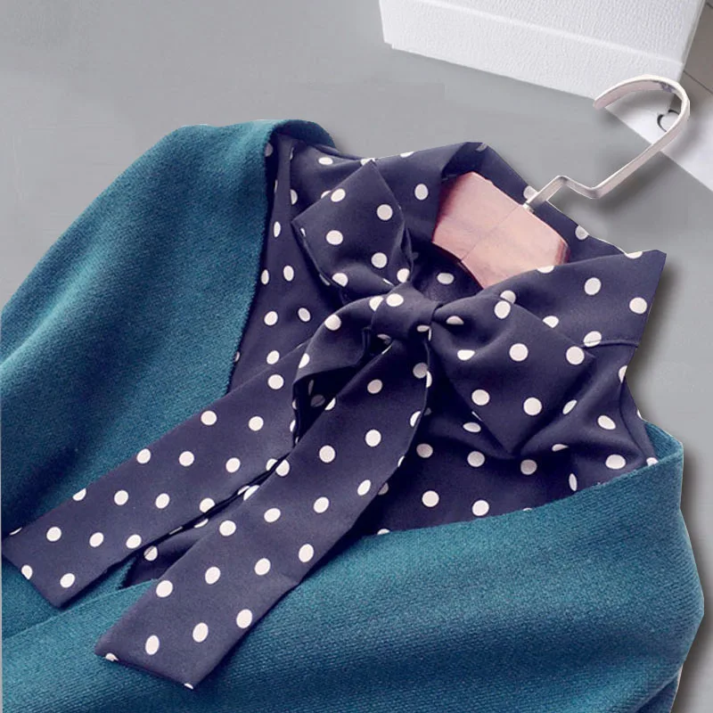 Front Bow Tie False Collar Shirts Woman Dot Fake Collar Detachable Collars For Women Sweater Leopard Nep Kraagje Half Shirt