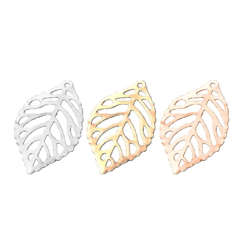 50pcs 23x14mm Tree Leaf Charms Pendants Earrings Necklace Bracelet Anklet Accessories for Jewelry Making Findings Wholesale DIY