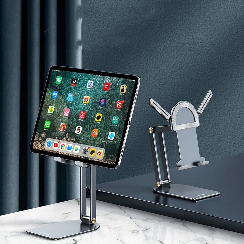 2 in 1 알루미늄 합금 휴대용 금속 붕괴 340 ° 조정 가능한 태블릿 핸드폰 데스크 스탠드 4 ''-12.9'' 스마트 폰 새 패드