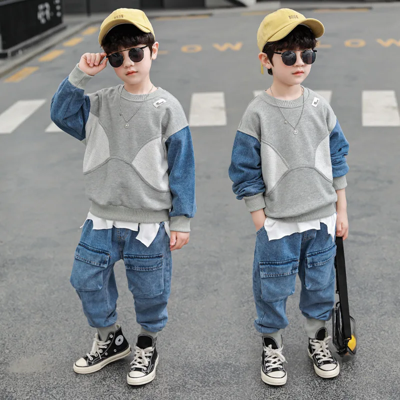 2023 Cool Spring Autumn Children\'s Clothes Set Boys Sweatshirts + Pants 2pcs/Set Kids School Beach Costume Teenage Girl Clothing