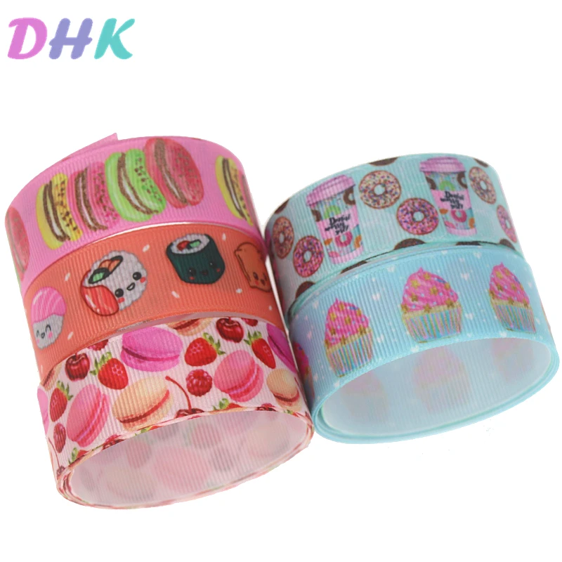 DHK 5yards cupcake sushi Printed Grosgrain Ribbon Accessory Hairbow Headwear Decoration DIY Wholesale OEM C1741