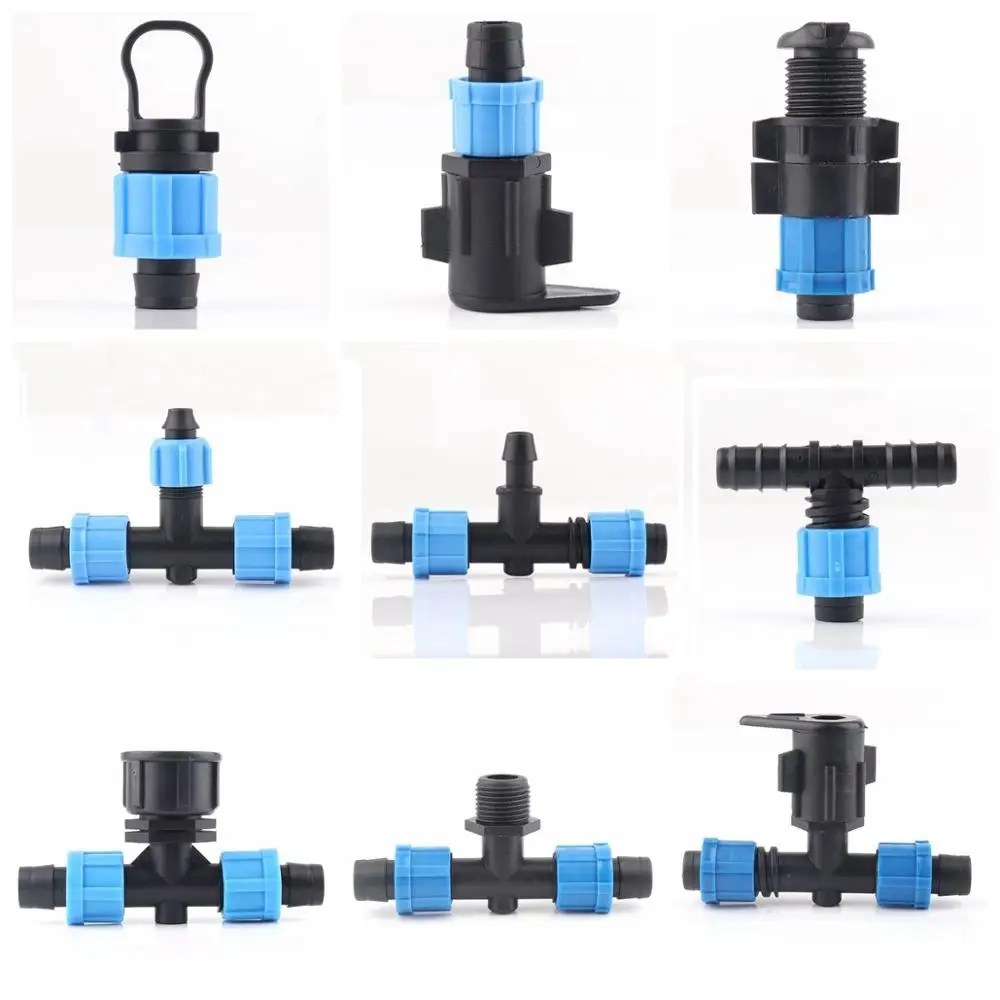 

10pcs 16mm Micro Irrigation Drip Tape Connectors Multiple Locked PE Pipe Fittings Thread Joints Garden Hose Water Connector