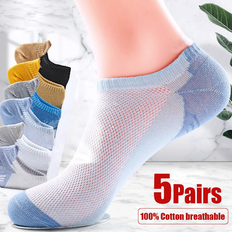 

Cotton Breathable Men Women Socks Sweat-absorbing Invisible Non-slip Elasticity Ankle Sock Men Sports Socks Summer