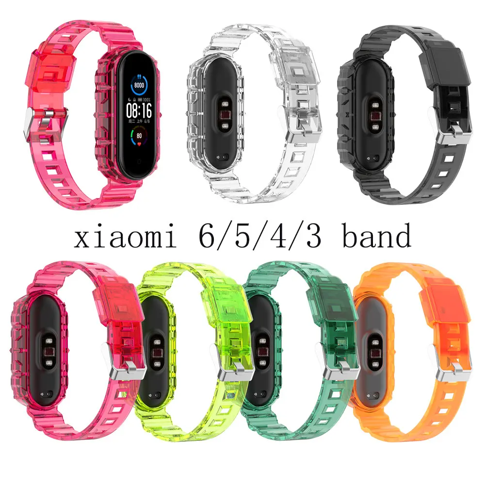 Watchbands Pulseira for Mi Band 7 6 Strap for XiaoMi Mi Band 5 Replacement Bracelet Silicone Transparent Straps for Mi Band 4 3