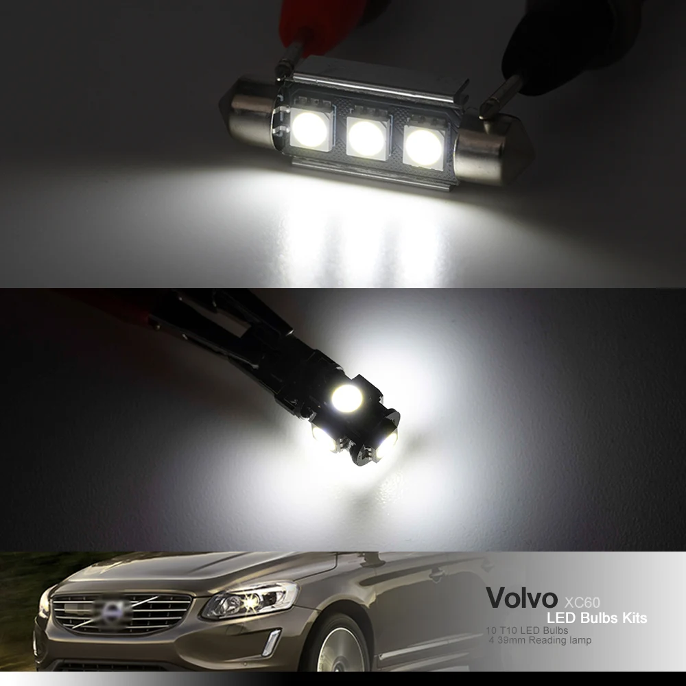 No brave-Kit d'ampoules intérieures LED pour Volvo XC60, Canbus Map, Breton Trunk Door, IsotBox Lamp, Blanc, GT, 2009-2015, 14x